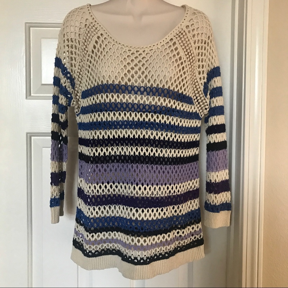 Lucky Brand cotton crochet mesh sweater